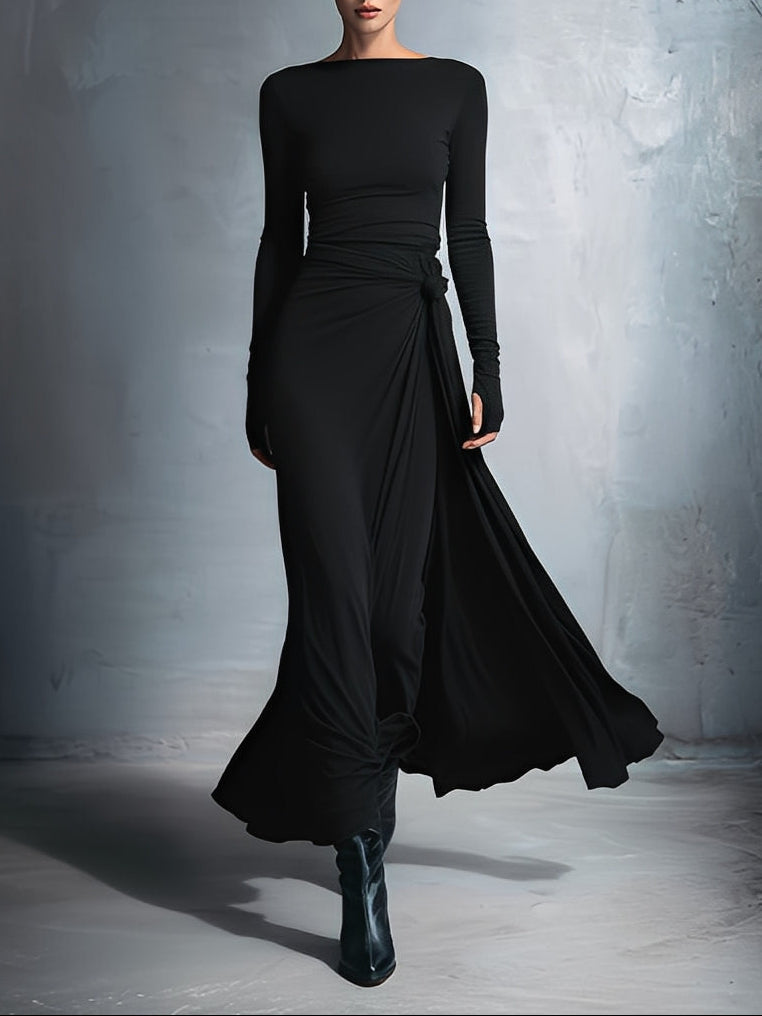 Noémia | Vestido maxi cruzado com nó lateral