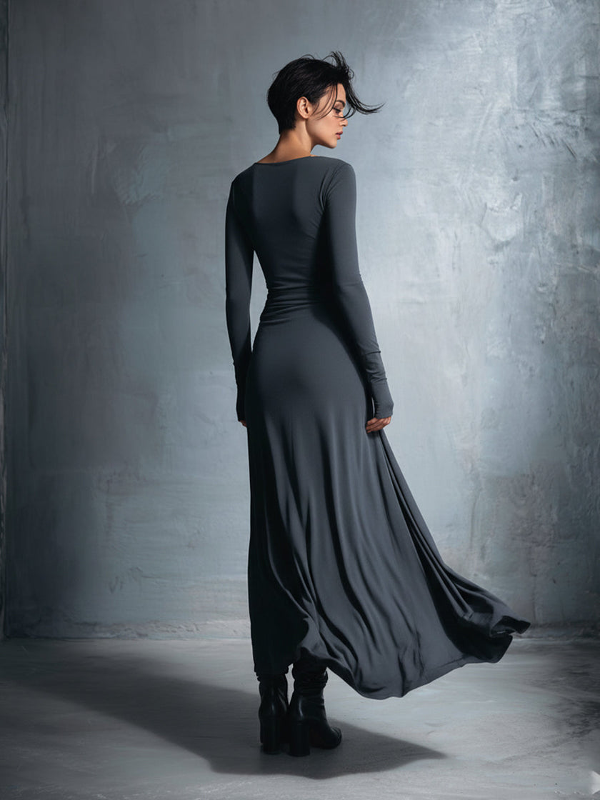 Noémia | Vestido maxi cruzado com nó lateral