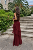 ELIA | Vestido longo assimétrico com volantes