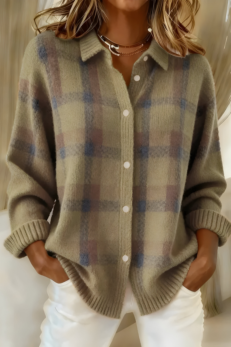 Benedita | Cardigan aos quadrados