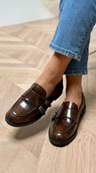 Maevie - Mocassim de Brilho com Tira de Duas Fivelas