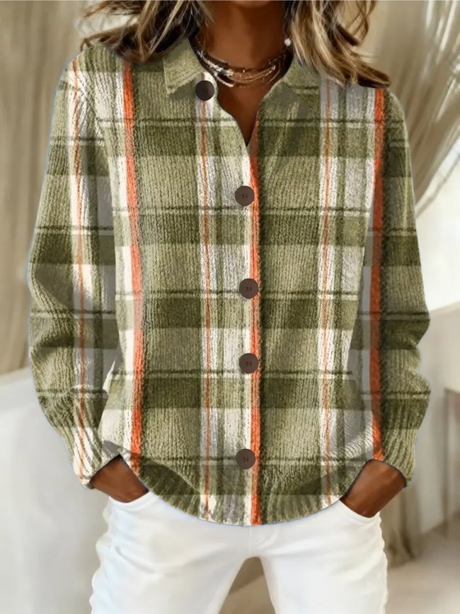 Avelã | Cardigan aos quadrados verde-azeitona