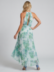Vestido midi Portia plissado halter floral suave