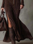 Benedita | Vestido Comprido Castanho com Cinto