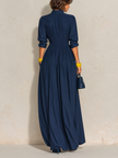 Catarina | Vestido Comprido Plissado com Decote em V