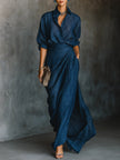 Celeste | Conjunto elegante de blusa e saia maxi