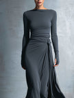 Noémia | Vestido maxi cruzado com nó lateral