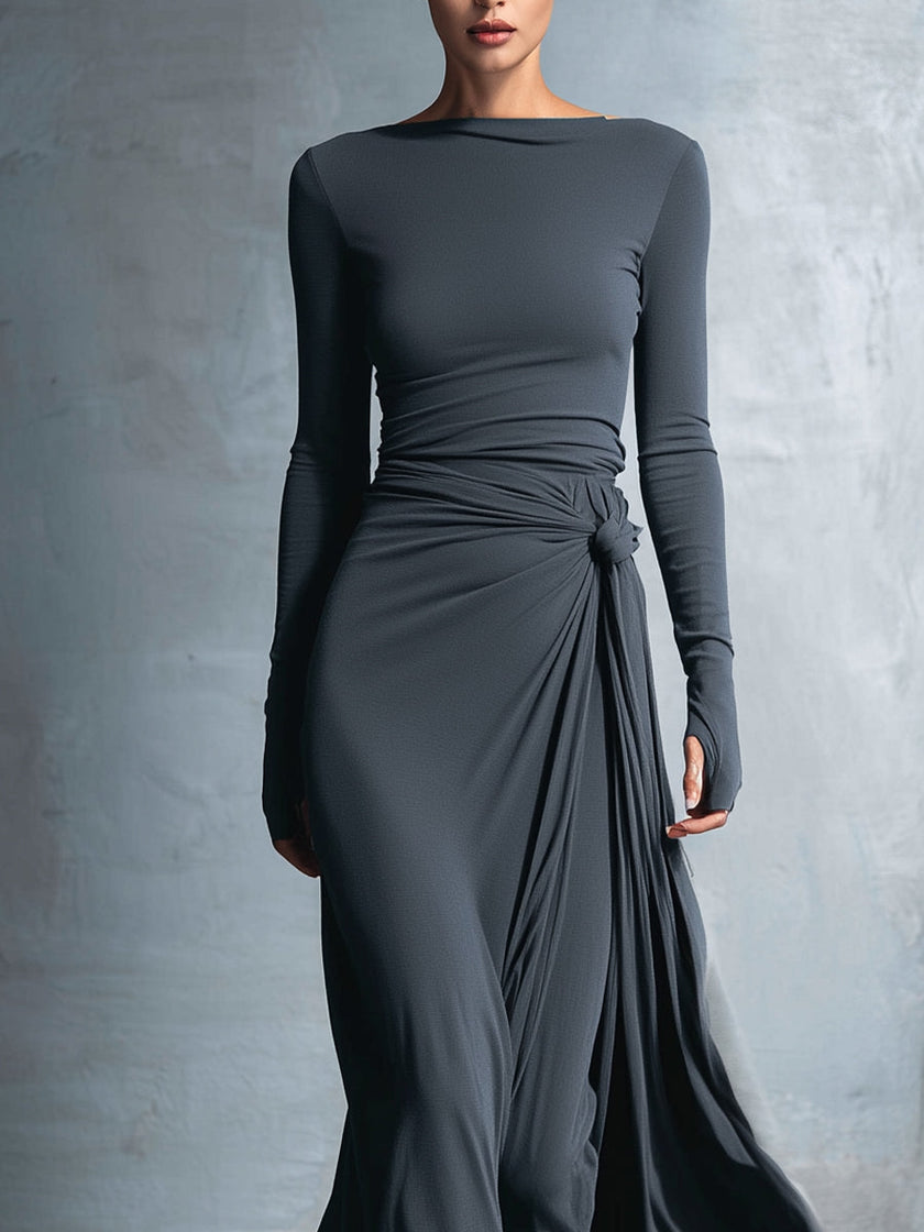 Noémia | Vestido maxi cruzado com nó lateral