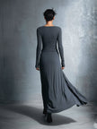 Noémia | Vestido maxi cruzado com nó lateral