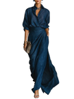 Celeste | Conjunto elegante de blusa e saia maxi