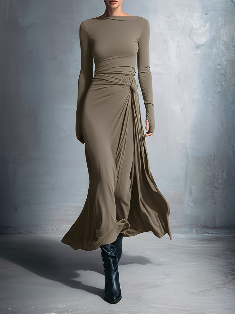 Noémia | Vestido maxi cruzado com nó lateral